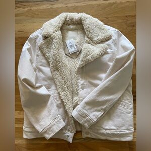 Mother Superior Denim Shearling Sherpa Bomber Jean Jacket NWT Sz M